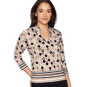 Ruby Rd. Women's Embellished Funnel Neck Geo Printed Top